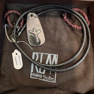 RLM Studio Silver Leather Pendant Necklace